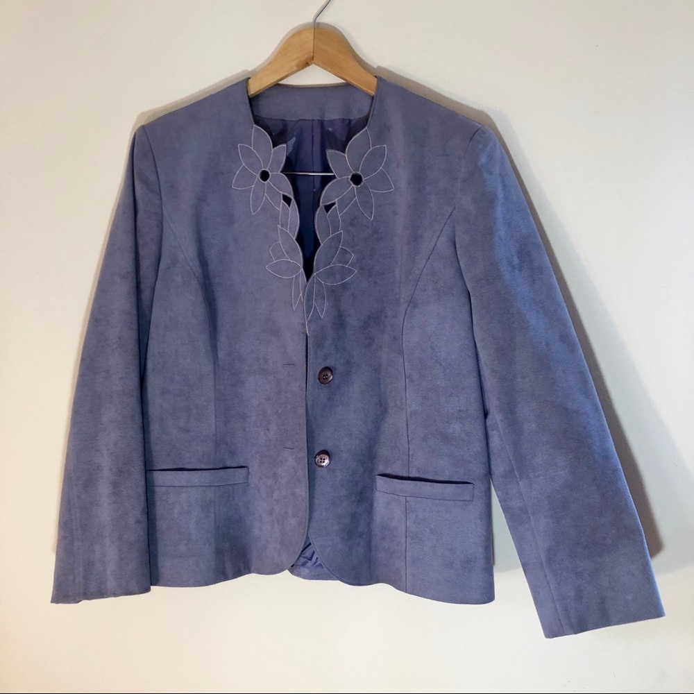 Vintage 80s Lavender Blazer with Floral Cutouts